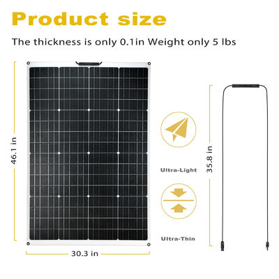 175W chống nước linh hoạt bảng điều khiển mặt trời đơn tinh thể cho bề mặt linh hoạt cong